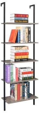karlinc 5-Tier Industrial Wood Ladder Bookcase with Metal Frame