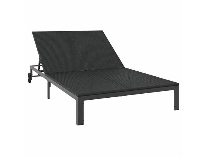 Transat/Lit-canapé d'extérieur - CLARENCE® - Bain de Soleil simple - 1-personne Noir 206 x 62.5 x 74cm polyrotin 93654