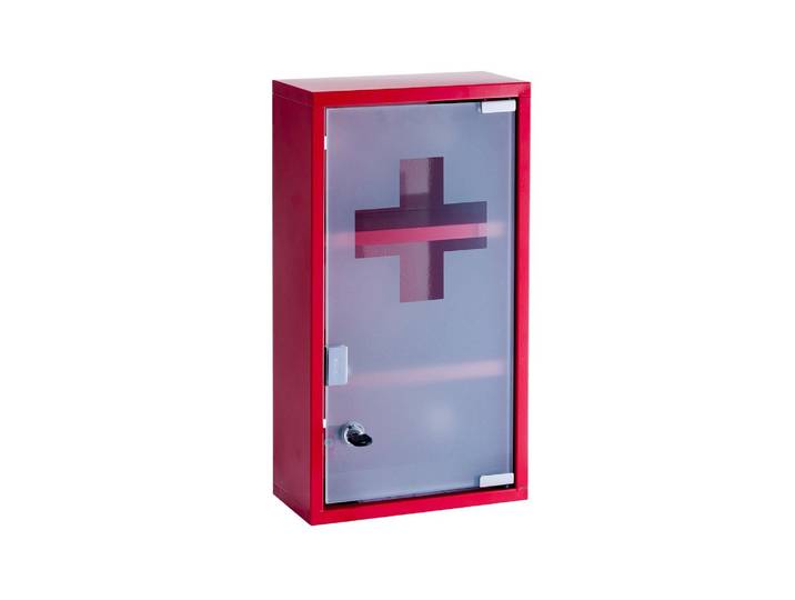 Medizinschrank ZELLER PRESENT Erste Hilfe , rot, B:25cm H:45cm, Metall, Schränke, Medizinschrank