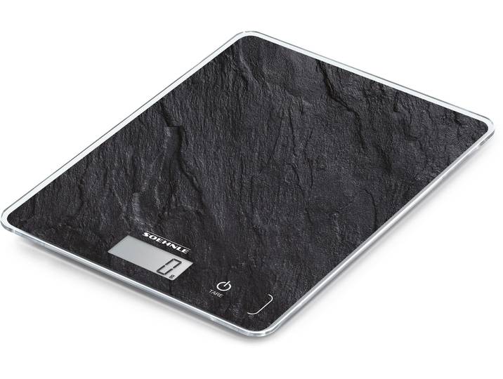 Küchenwaage SOEHNLE Page Compact 300 Slate , schwarz, B:14,5cm H:2,5cm L:20,4cm, Glas, Küchenwaagen, Küchenwaage, Tragkraft 5 kg, 1 g genaue Teilung