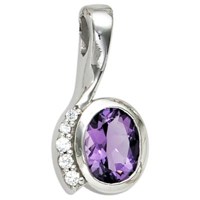 Kettenanhänger JOBO "Anhänger Silberanhänger 19 mm", lila (lila, lila), Schmuckanhänger, Damen, Silber 925 (Sterlingsilber), Kettenanhänger, 925 Silber rhodiniert mit Zirkonia