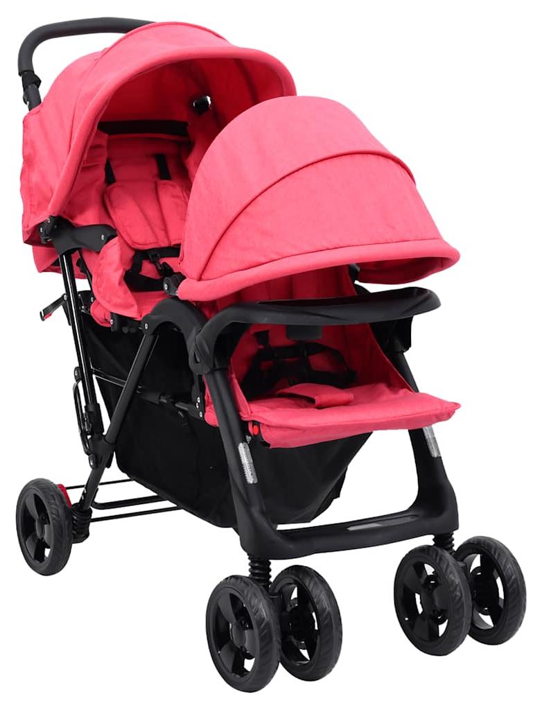 Tandem-Kinderwagen - Duo-Kinderwagen - Zwillinge-Kinderwagen - Doppelkinderwagen - Kinderwagen für zwei Kinder - Stahlrahmen - Zusammenklappbar