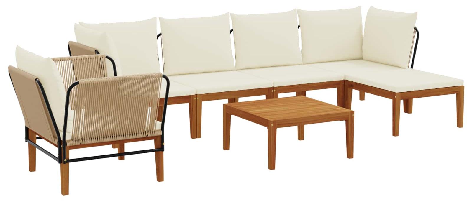 vidaXL 7 stk. Massives Akazienholz & Seil Natur
