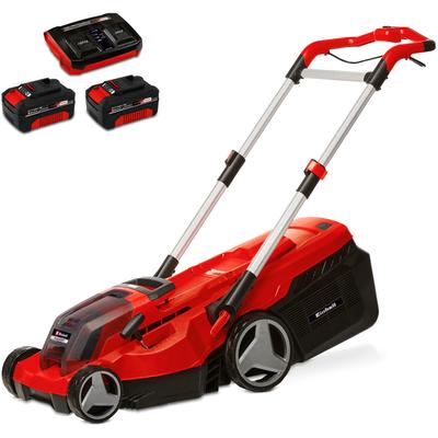 Akkurasenmäher EINHELL "RASARRO 36/38 (2x4 Ah)", rot, Rasenmäher, mit 2 Akkus und Twincharger