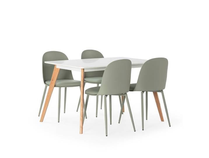 Ensemble table 120x80 cm et 4 chaises de salle à manger Vert