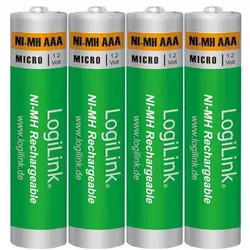 LogiLink wiederaufladbare AAA NiMH-Akkus Micro 1.2V 1000 mAh 4er Pack