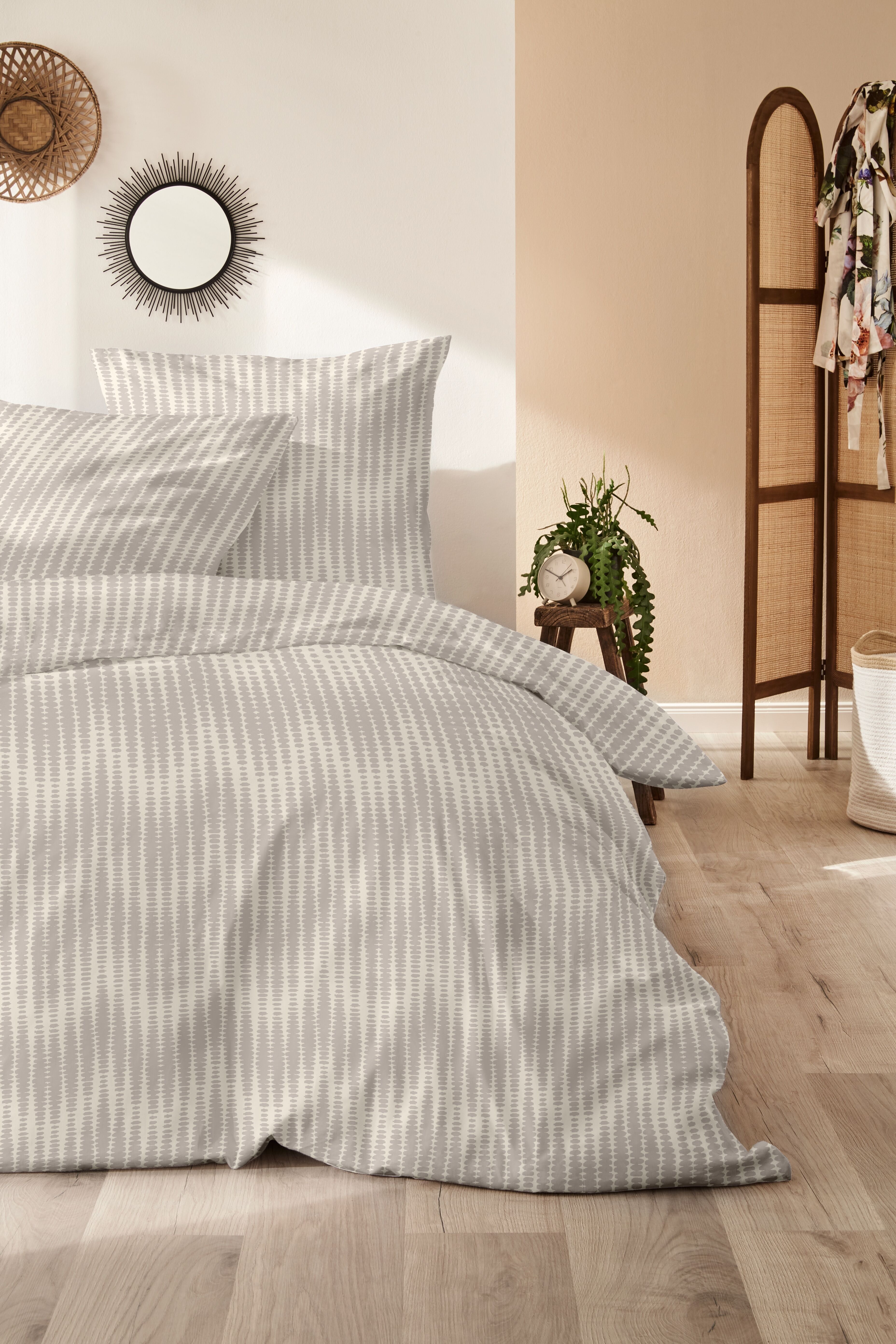 Bettwäsche PRIMERA "Feinbiber-Bettwäsche Illusion", beige (braun), B/L: 135cm x 200cm, 1 Stk., 1 Stk., Feinbiber, B/L: 80cm x 80cm, 2 Stk., Feinbiber, Obermaterial: 100% Baumwolle, Bettwäsche, Bettwäsche, mit ruhigem Muster braun B/L: 135cm x 200cm, 1 Stk