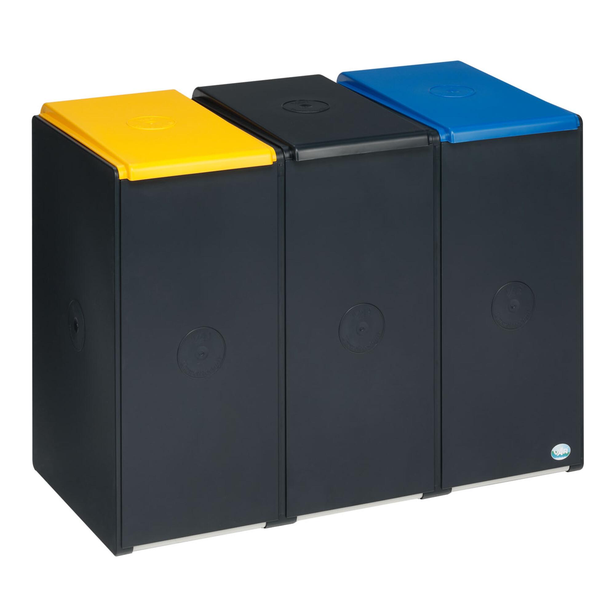 VAR Kunststoffcontainer 40 L, 3-fach, mit Deckel (VAR3830)