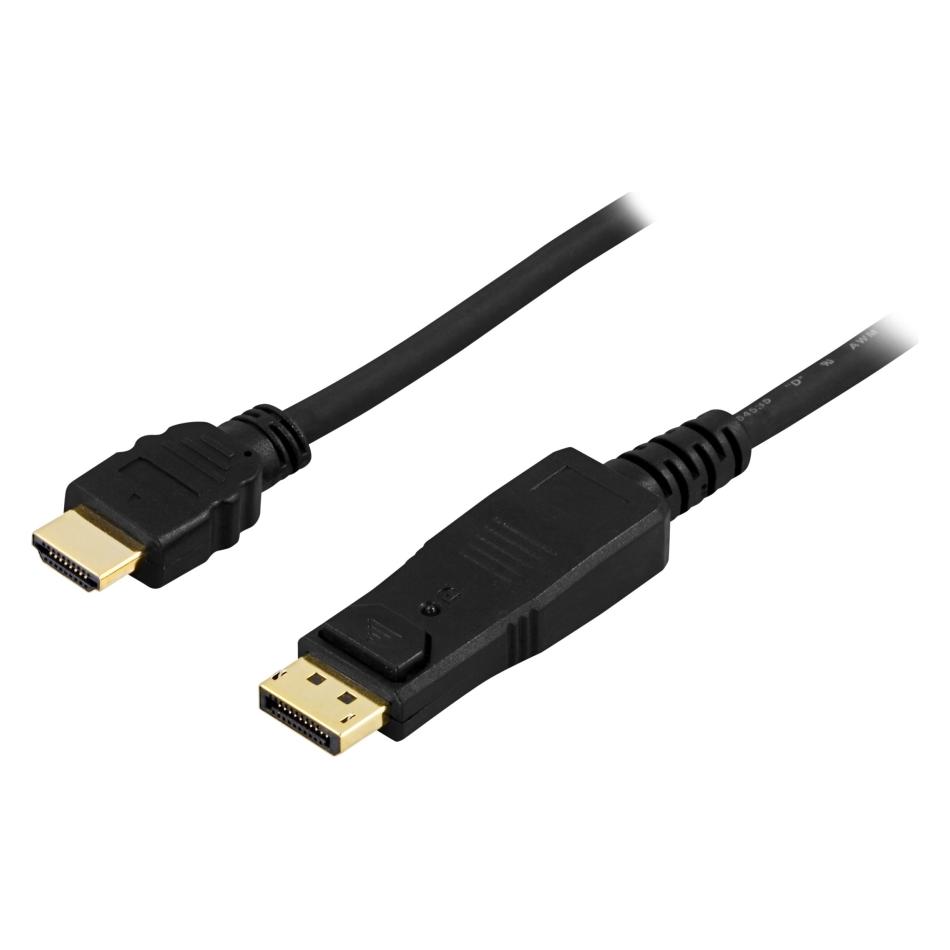 Deltaco DP-3005 video cable adapter DisplayPort HDMI Black (0.50 m) (DP-3005)