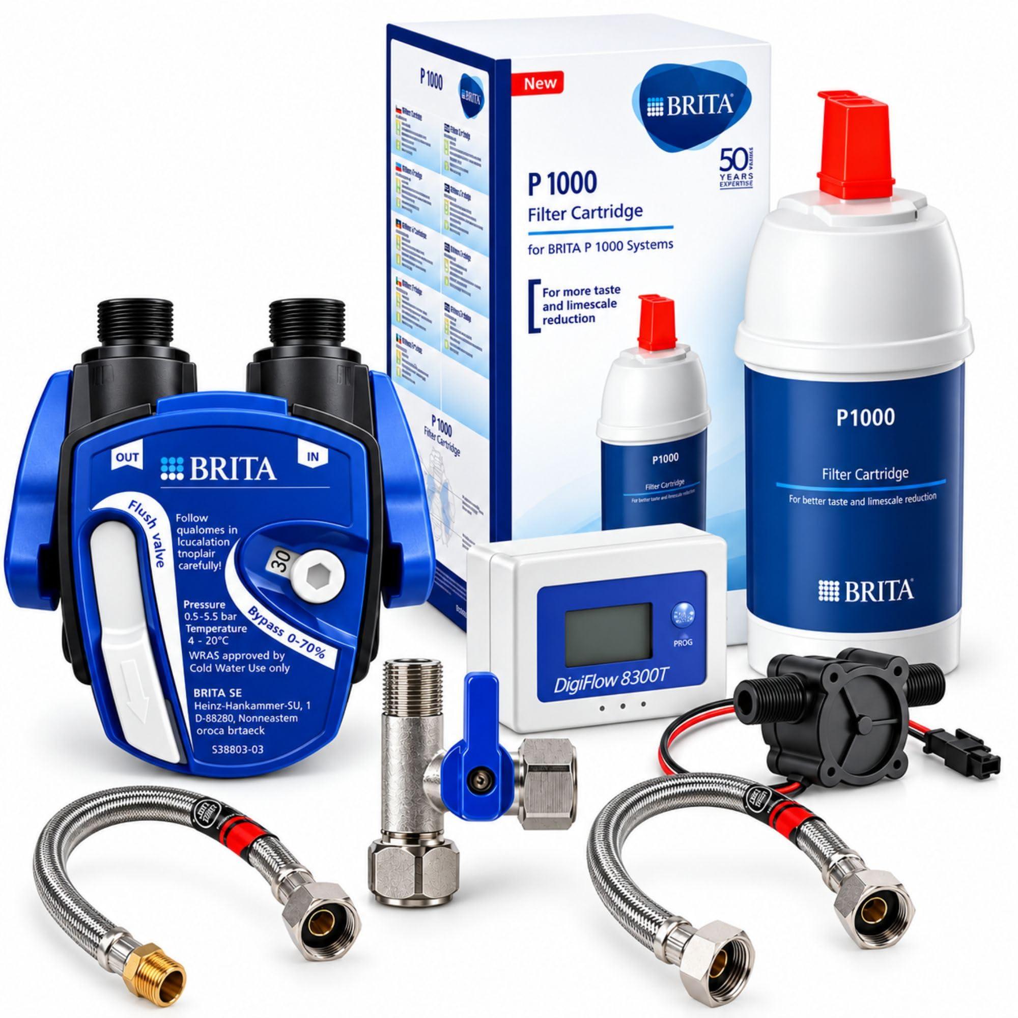 Untertisch-Wasserfilter-Set mit BRITA P1000 und Digiflow