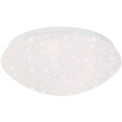 LED Deckenleuchte Sterneneffekt Badezimmer Deckenlampe IP44 Badleuchte dimmbar über CCT Schaltung, Metall weiß, 12W 1200Lm warm-neutralweiß, DxH 28x6,5 cm