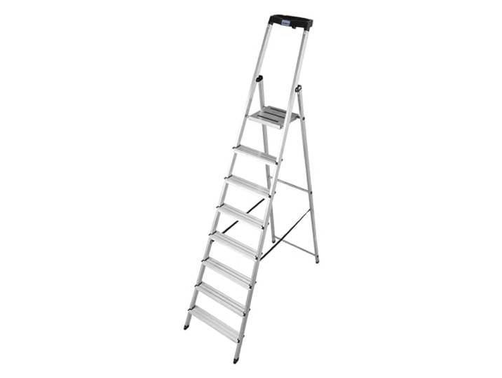 KRAUSE Stehleiter Safety, 8 Stufen, 126368 Mit Sicherheitsplattform und Anti-Rutsch-Streifen, 8 Stufen