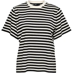 ONLY Damen T-Shirt - ONLLIVINA LIFE STRIPE TEE, Kurzarm, Rundhals, Streifen Schwarz/Weiß / M