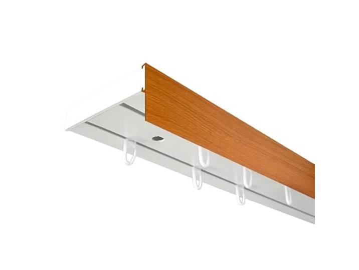 SN Deco Vorhangschiene SH 2-läufig Kirsch Blende 5cm, Weiß, 150cm