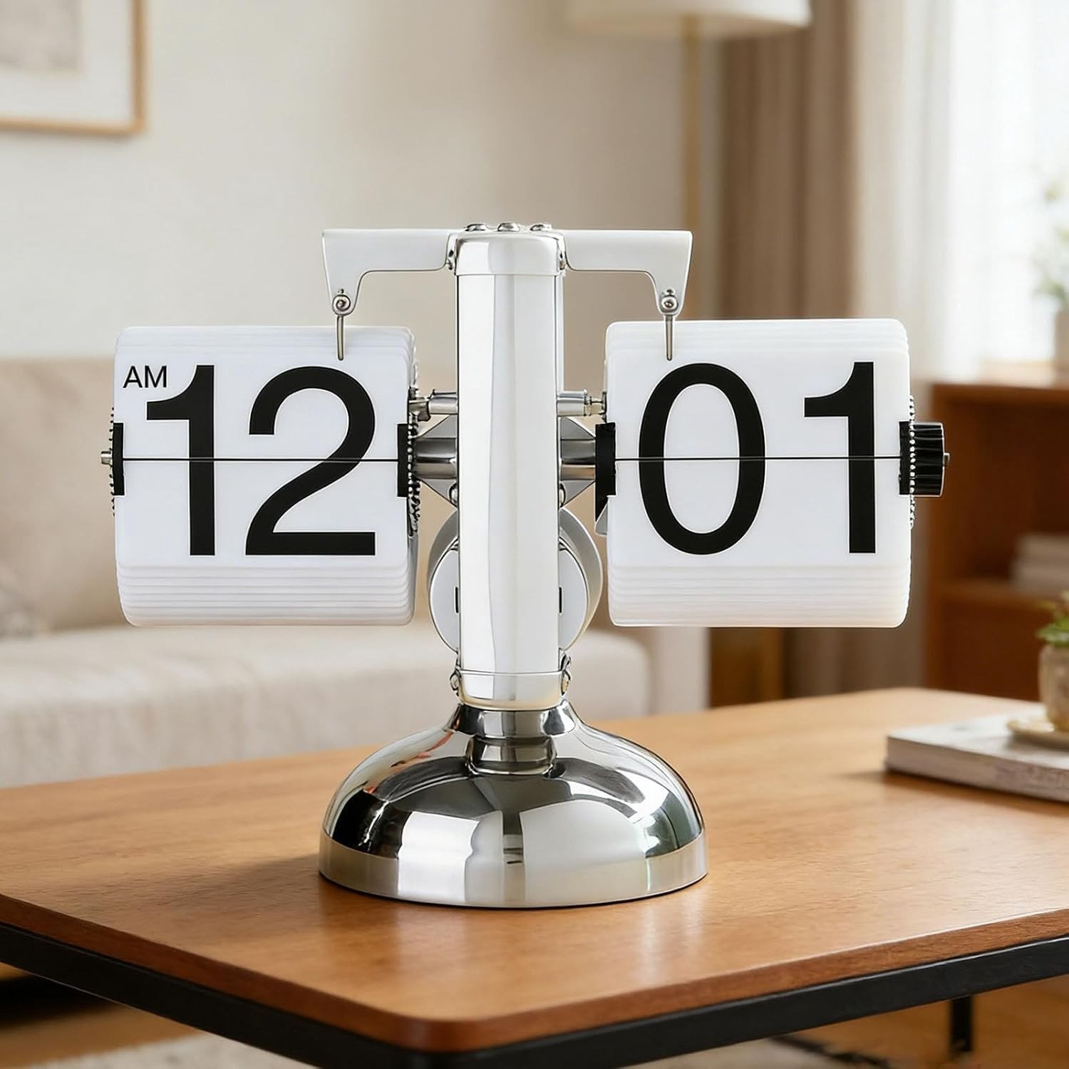 Retro Flip Desk Klok - Vintage Digitale Flip Klok met Automatische Rotatie voor Thuis en Kantoor