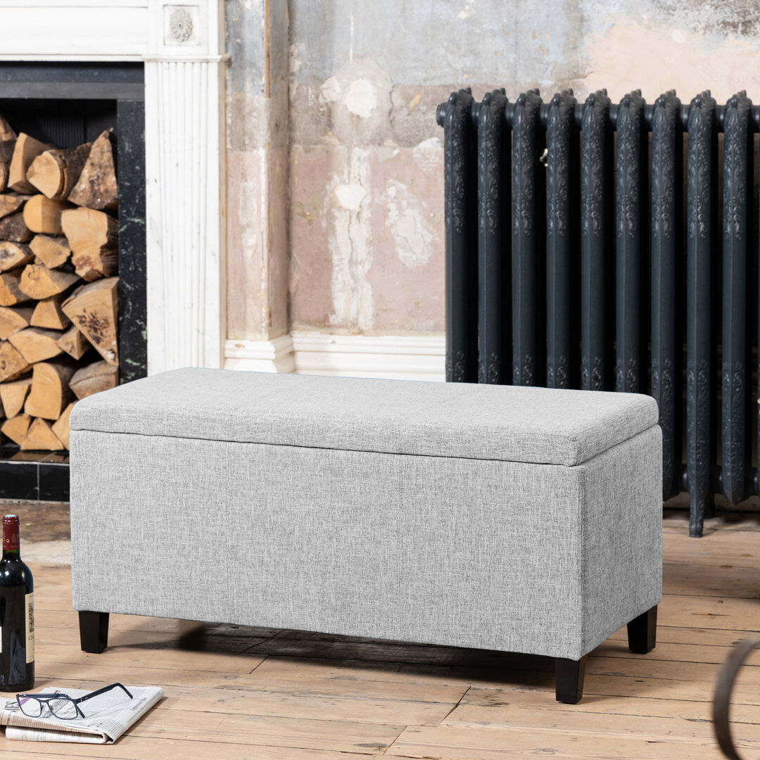 Latitude Run Ahri 98 cm W Rectangle Ottoman with Storage Teal 45cm H X 98cm W X 45cm D