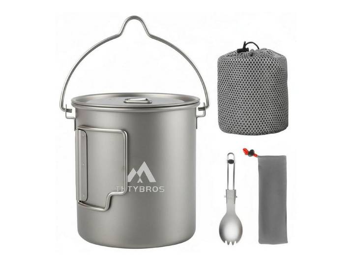 LuxusKollektion Campinglöffel Titan Topf 750ml mit Spork Solo Camping
