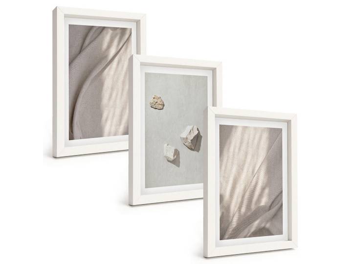 Tulup Bilder SET 3er Set - 20x30 cm Weißer Rahmen - Nahaufnahmen der Struktur im Boho-Stil, Kunststoff, Rechteckig, 20x30 cm, Fotografie, Bilder & Rahmen, Bilder