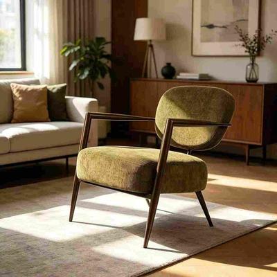 Kodotan sofa Modern Metal Frame Accent Chair, Upholstered Softy Fabric Side Chair, Single Leisure Guest Chair(1pc)