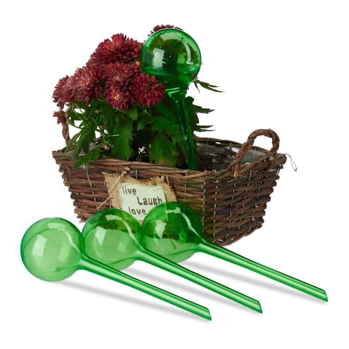 Relaxdays Waterdruppelaar voor kamerplanten, 12 stuks, groen