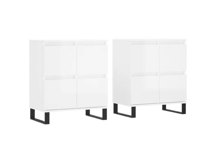 Helloshop26 Buffet Bahut Kommode Schrank Aufbewahrungsschrank Organizer Küche Wohnzimmer 2 Stück glänzend Holz weiß 02_0036714