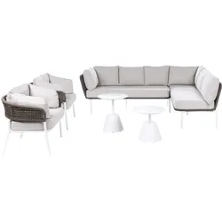 GARTENSOFA Set 7-Sitzer mit Tischen Beige Robella