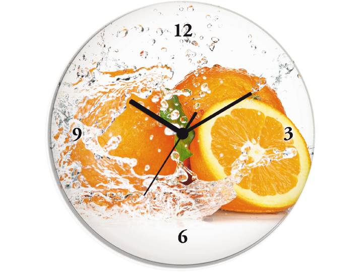 Wanduhr ARTLAND Orange mit Spritzwasser , orange, T:1,8cm, Wanduhren, Wanduhr, wahlweise mit Quarz- oder Funkuhrwerk, lautlos ohne Tickgeräusche
