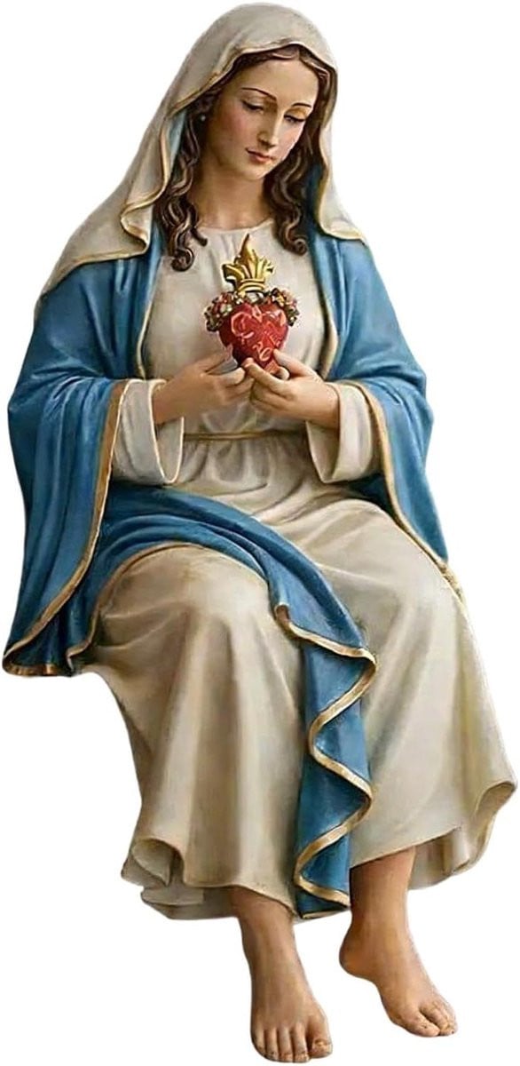 Handgeschilderd Maagd Maria standbeeld van hars, 20 cm, religieus Onze Lieve Vrouw beeldje voor decoratie
