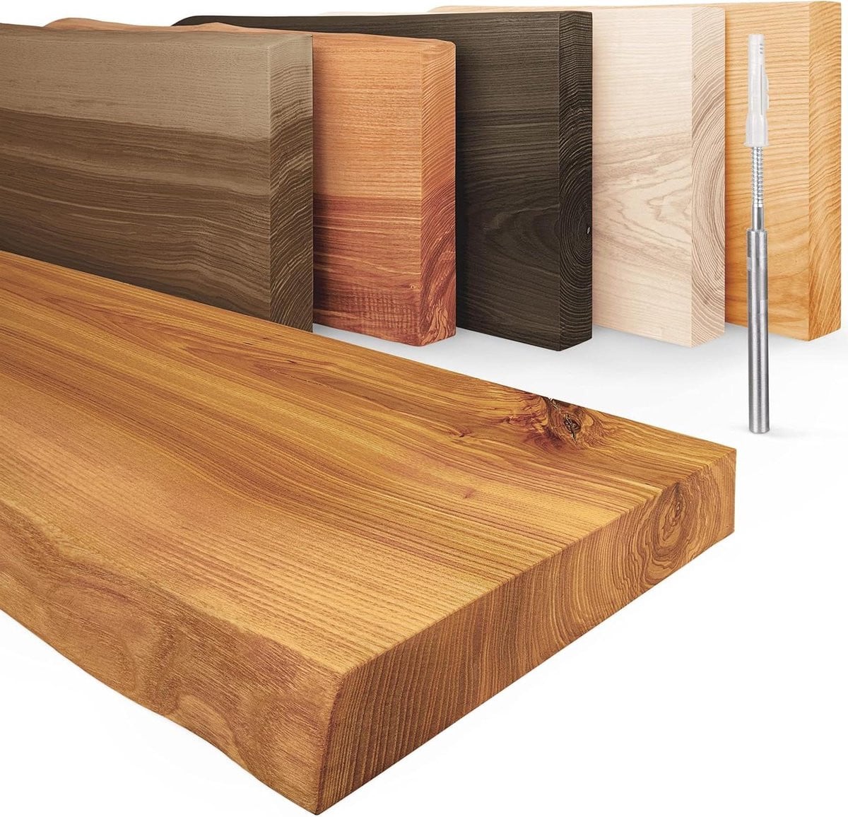 Rustieke houten wandplank met natuurlijke rand - 60 cm
