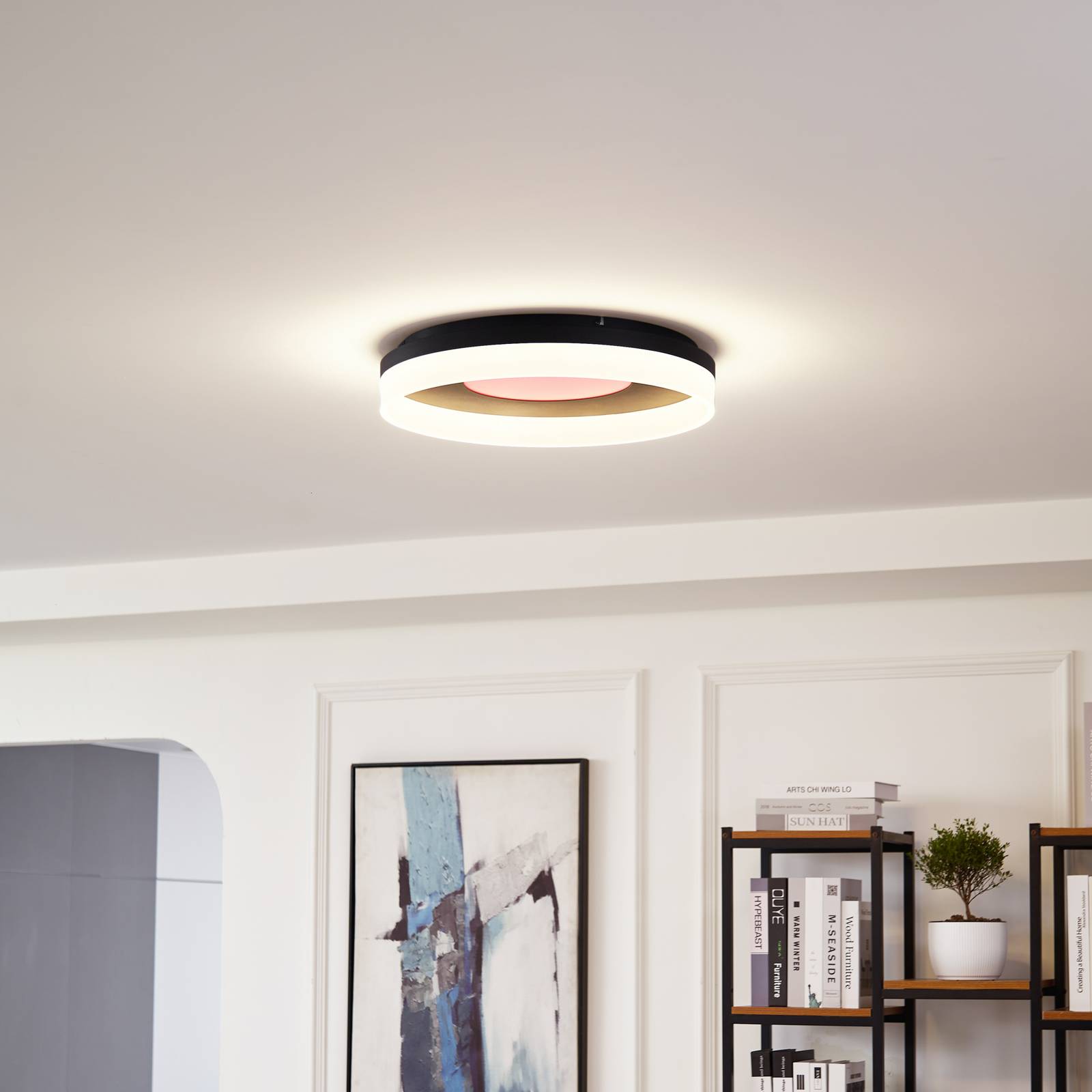 Smart Home Deckenlampe Squillo Lucande, dimmbar, schwarz, für Wohn- / Esszimmer, Kunststoff, Modern, Smart Home Deckenlampe
