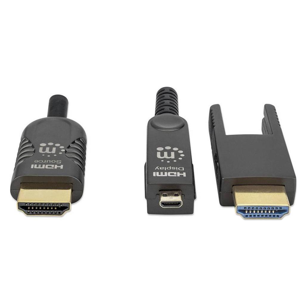 Manhattan Aktives optisches High Speed HDMI-Glasfaserkabel mit abnehmbarem Stecker (50 m) (355537)