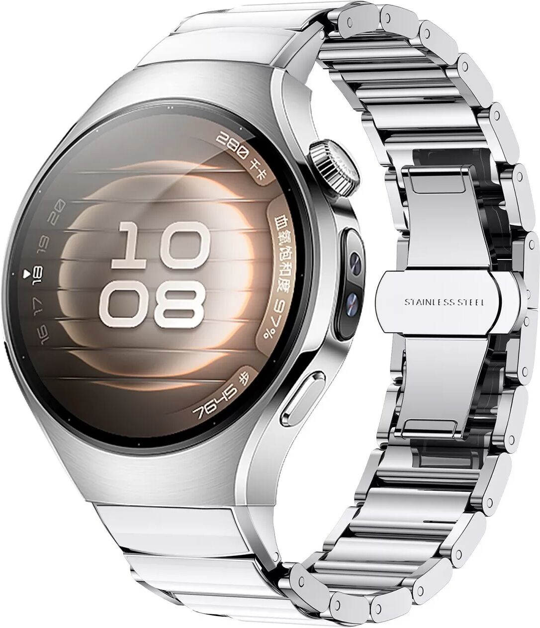 INF Kompatibel mit Huawei WATCH 5: Keramik-Metall-Armband 42mm Silber