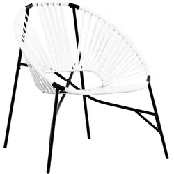 vidaXL Gartenstuhl in Ei-Form Schwarz und Weiß Poly Rattan