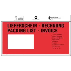 Transpak, Lieferscheintasche, Trans-pak Dokumententaschen lang 240 x 118 mm rot (1000 Stk.)