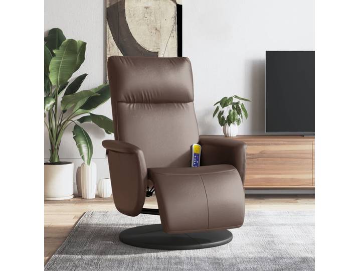 vidaXL Massagesessel mit Fußteil Braun Kunstleder