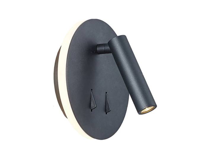 Applique tête de lit led en métal noir mat