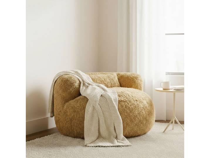 Fauteuil pouf 1 place pouf compressé Avec oreiller mousse haute densité jaune