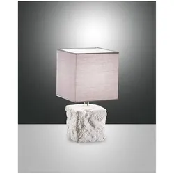 Fabas Luce Adda Tischleuchte E14 1x25W Metall- Keramik- und Textilstruktur weiß/grau