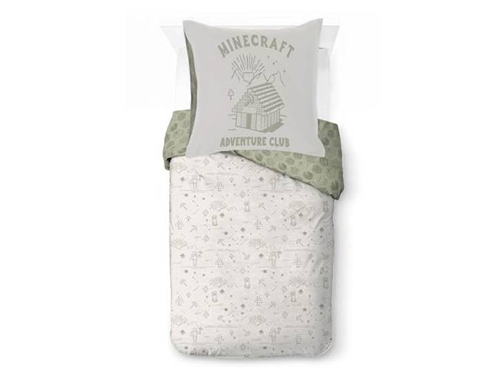 Jay Franco Kids Mojang Minecraft Bettwäsche-Set – Superweiche Bettwäsche mit Kissenbezug, NUR BEZUG, Bettdecke Nicht enthalten, beige, 2-teilig, Einzelbett