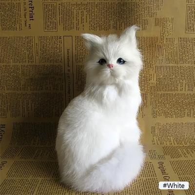 Uplifted Goods Realistic Plush Cat Toy For Kids And Home Decoration white