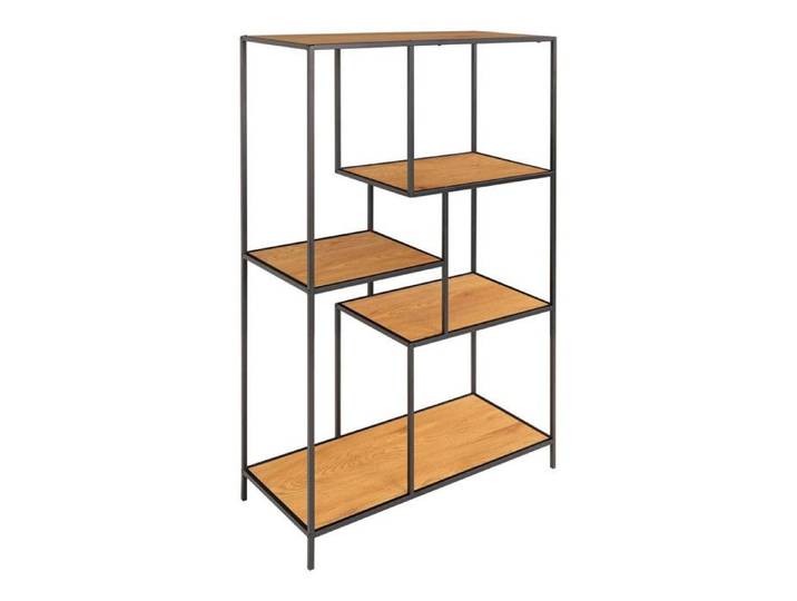 VOLLRAD - Etagère Multi-Rangement Acier Noir et Bois Naturel