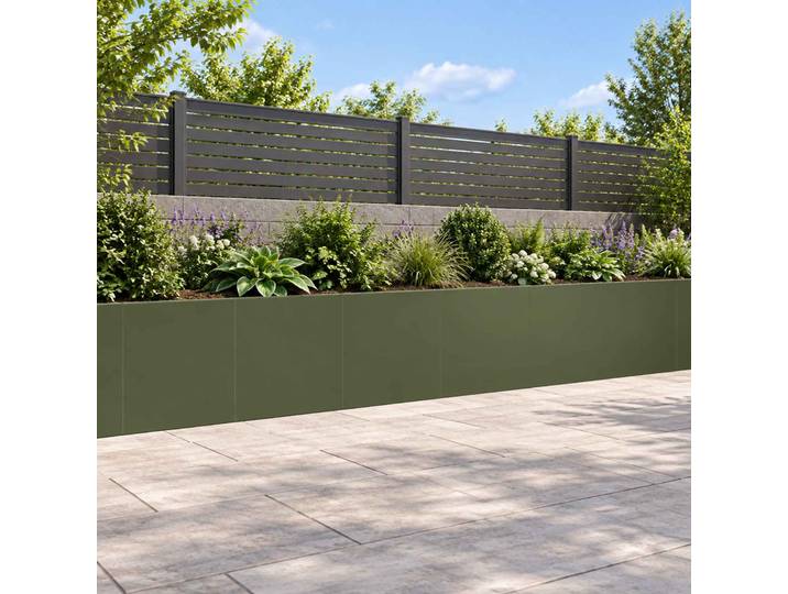 vidaXL Stützmauer 6 Stk. 40 x 12 x 30 cm Stahl Olivgrün