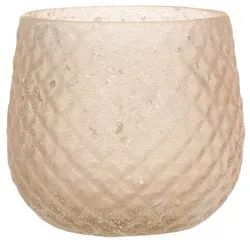 Chic Antique Glas Teelichthalter mit Muster, 7x8 cm, antique rosa