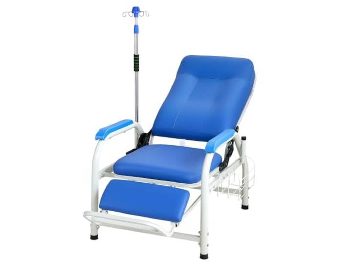 VEVOR Fauteuil Perfusion Inclinable 90°-160° 180 kg Fauteuil avec Potence Pour Prélèvements Sanguins\, Perfusions Intraveineuses. Soins Patients\, avec Siège Rembourré\, Repose-pieds\, Panier Rangement