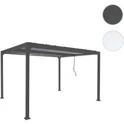 Alu Pergola HWC-L41, Lamellen-Pavillon Terrassenüberdachung, stabiles 8cm-Metall-Gestell 3x3,7m ~ anthrazit