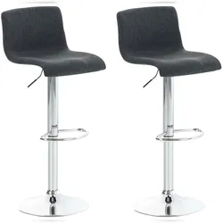 Décoshop26 - Set aus 2 bequemen Barhockern mit Fußstütze in dunkelgrauem Stoff und verchromtem Metall 10_0004206