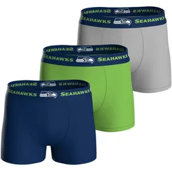 NFL Herren Boxershorts, 3er Pack - NFL Teams, Boxers, Football, Logo, Baumwollmischung Seattle Seahawks / XL
