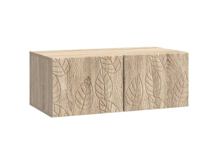 HAQWRDQSG Hängendes TV Lowboard 98x31x30 cm Sonoma-Eiche Platzsparendes Wandregal mit 2 Türen und 60 kg Belastbarkeit, ideal für Wohnzimmer und Jugendzimmer.