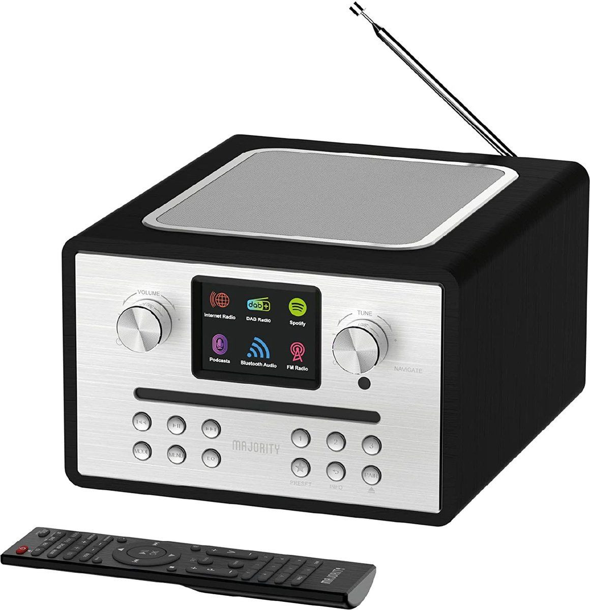 Majority Homerton 2 Internet Radio met DAB, FM, Bluetooth en CD-speler - Zwart