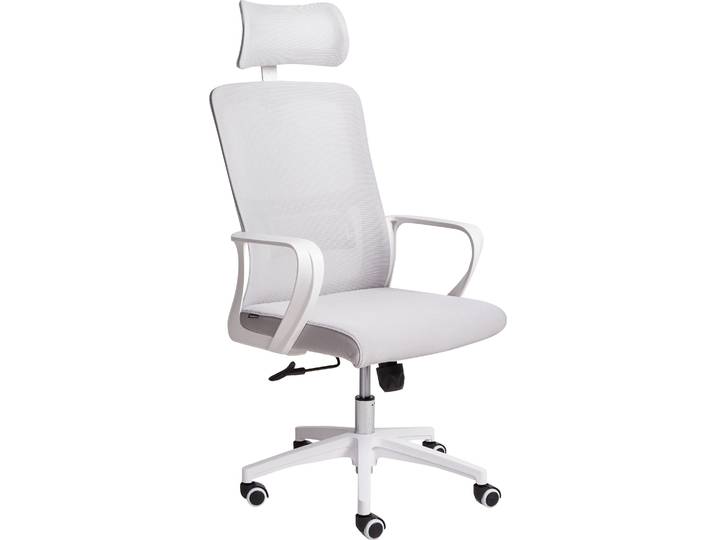 BELIANI Drehbarer Bürostuhl mit höhenverstellbarer Nackenstütze für das Heimbüro Hellgrau